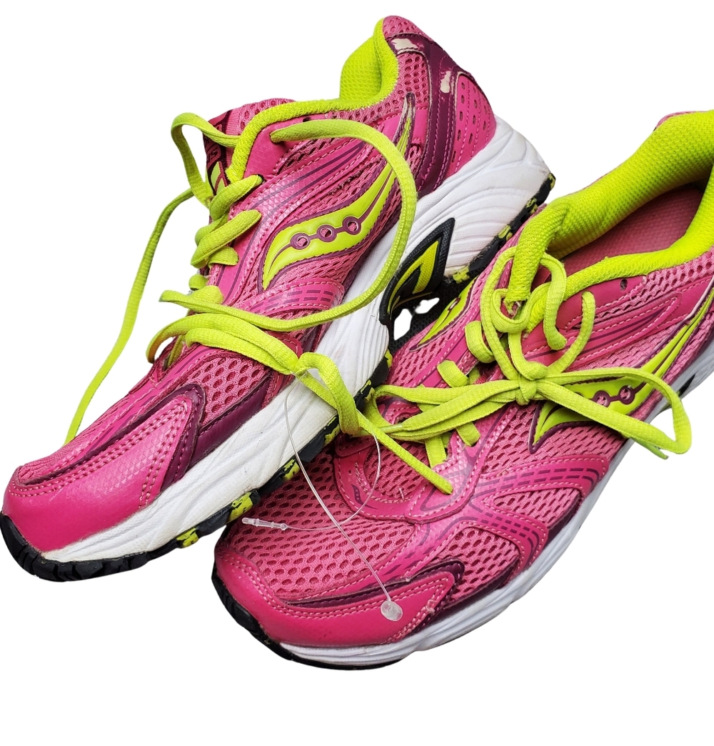Saucony Women’s Hot Pink with Neon Yellow Athletic Running Shoes 9.5